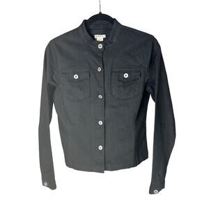 Bamboo Traders Women's Black Washed Button Up Denim Jacket Closet Staple | S